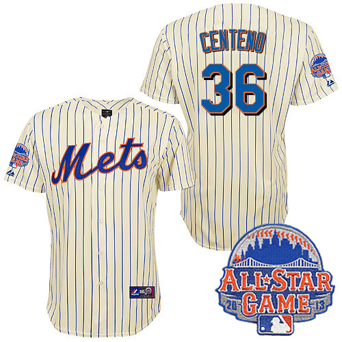 Juan Centeno #36 MLB Jersey-New York Mets Men's Authentic All Star White Baseball Jersey